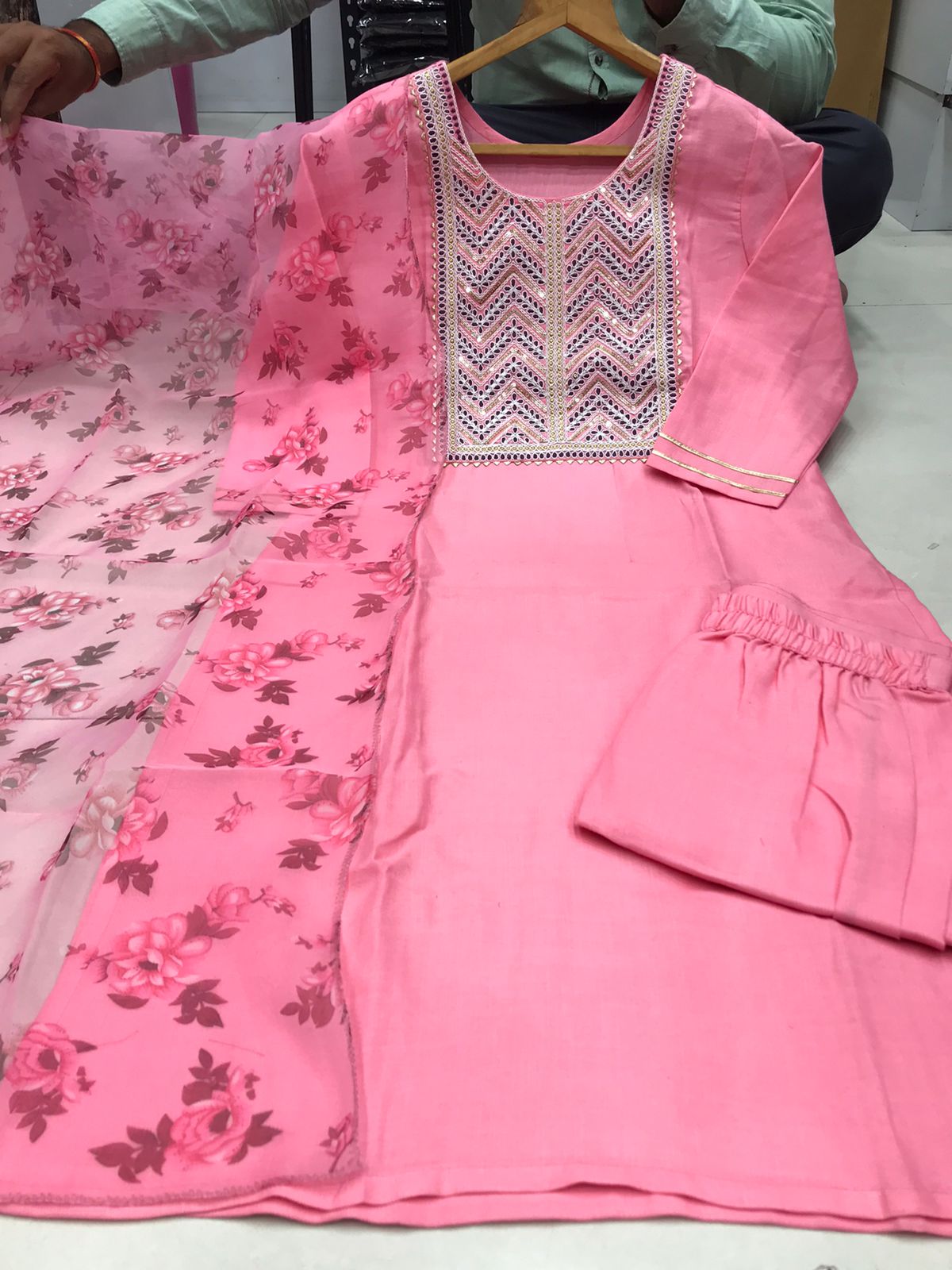 Vt Designer Embroidery Cotton Kurti With Bottom Dupatta Wholesale Shop In Surat